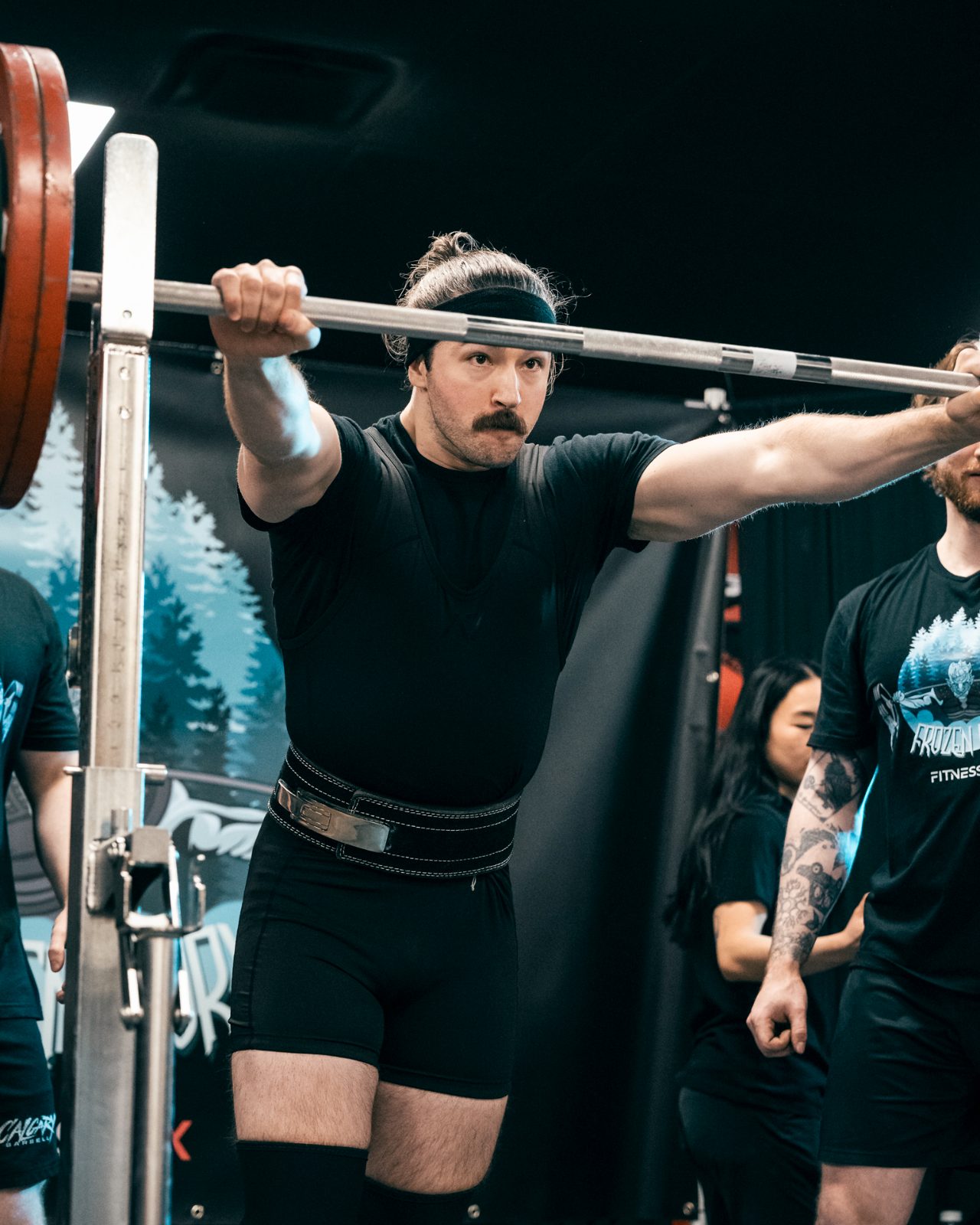 Tanner at the squat rack before a lift